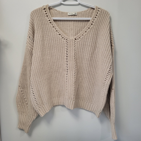 Gentle Fawn women's V-neck cotton Oversize  long sleeve sweater size M - Picture 1 of 8